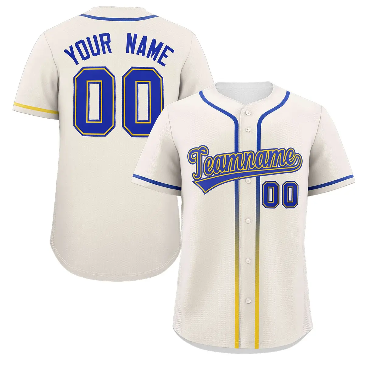 Cream Royal Gradient Ribbed Authentic Baseball Jersey