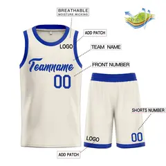 Cream Royal Heal Basketball Jersey Uniform Set 3