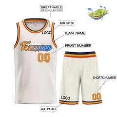 Cream Royal Heal Basketball Jersey Uniform Set 3