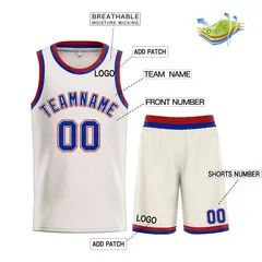 Cream Royal-Maroon Bull Classic Sets Basketball Jersey 3