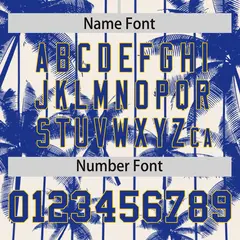 Cream Royal Pinstripe Coconut Tree Baseball Jersey 4