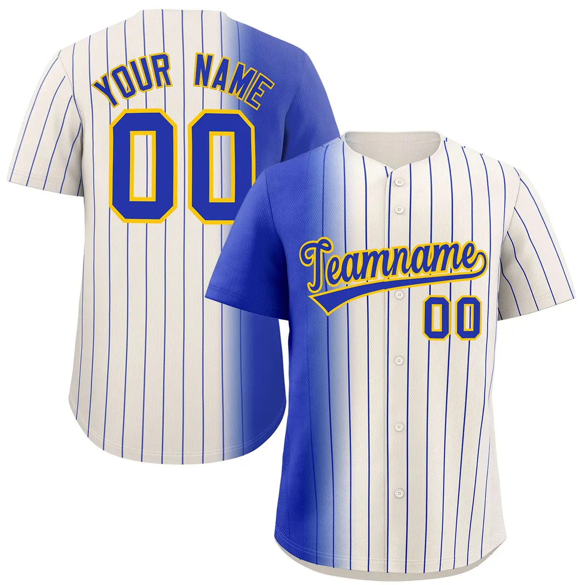 Cream Royal Pinstripe Gradient Baseball Jersey