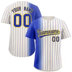 Cream Royal Pinstripe Gradient Baseball Jersey 1