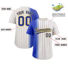 Cream Royal Pinstripe Gradient Baseball Jersey 2