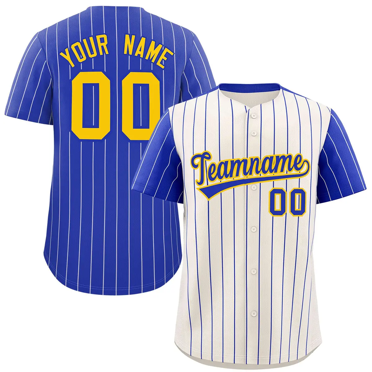 Cream Royal Pinstripe Raglan Sleeves Baseball Jersey