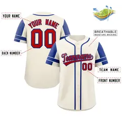 Cream Royal Raglan Sleeve Authentic Baseball Jersey 2