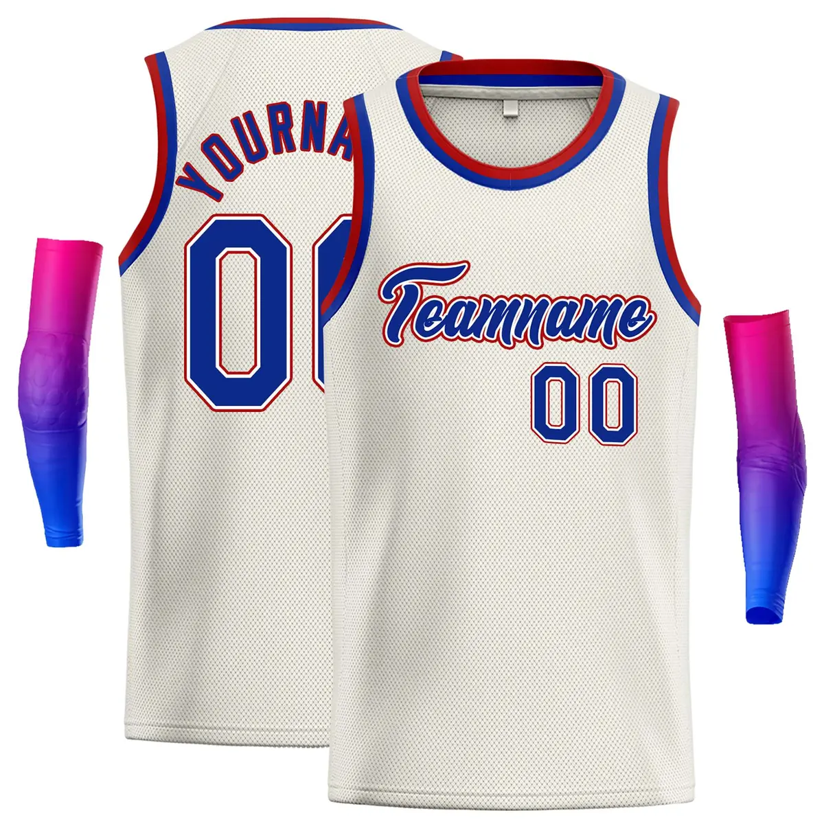 Cream Royal-Red Classic Casual Basketball Jersey