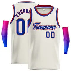 Cream Royal-Red Classic Casual Basketball Jersey
