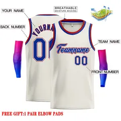 Cream Royal-Red Classic Casual Basketball Jersey 2