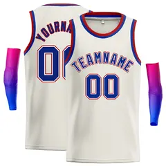 Cream Royal-Red Classic Casual Basketball Jersey