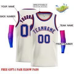 Cream Royal-Red Classic Casual Basketball Jersey 2