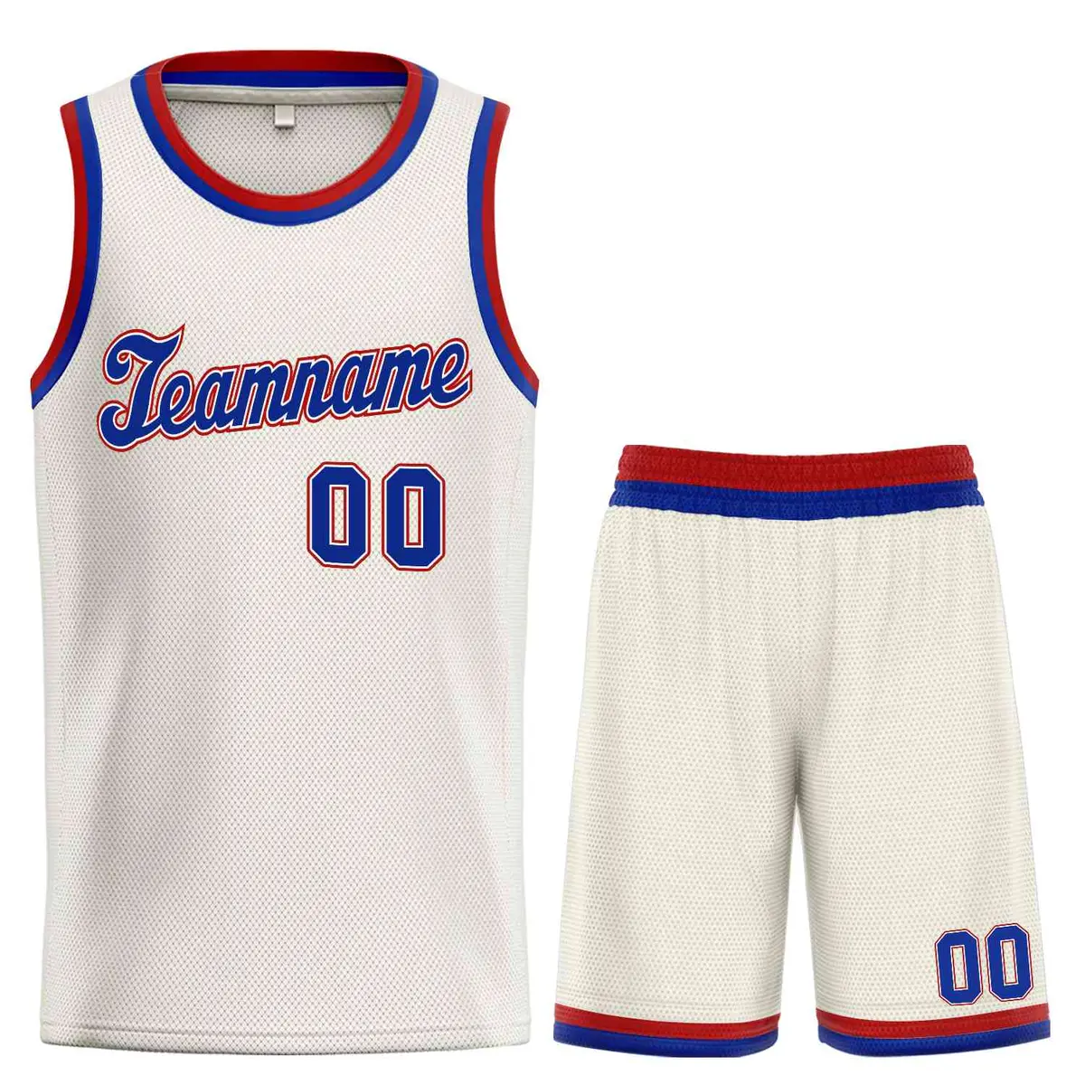 Cream Royal-Red Classic Sets Basketball Uniform Jersey