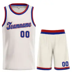 Cream Royal-Red Classic Sets Basketball Uniform Jersey