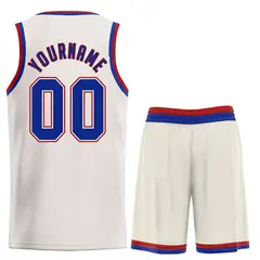 Cream Royal-Red Classic Sets Basketball Uniform Jersey 2