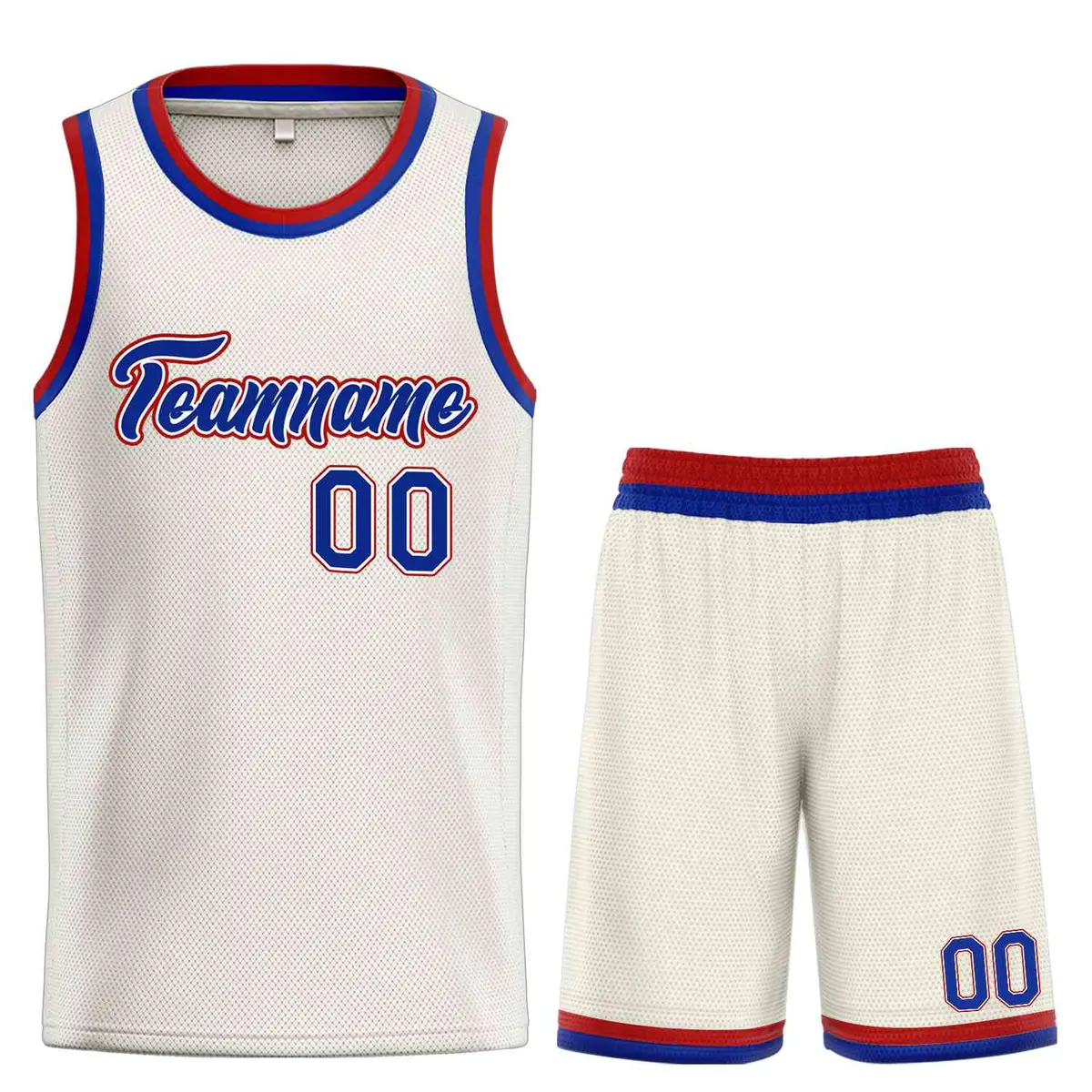 Cream Royal-Red Heal Classic Sets Basketball Jersey