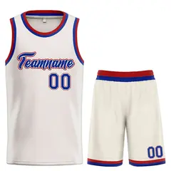 Cream Royal-Red Heal Classic Sets Basketball Jersey