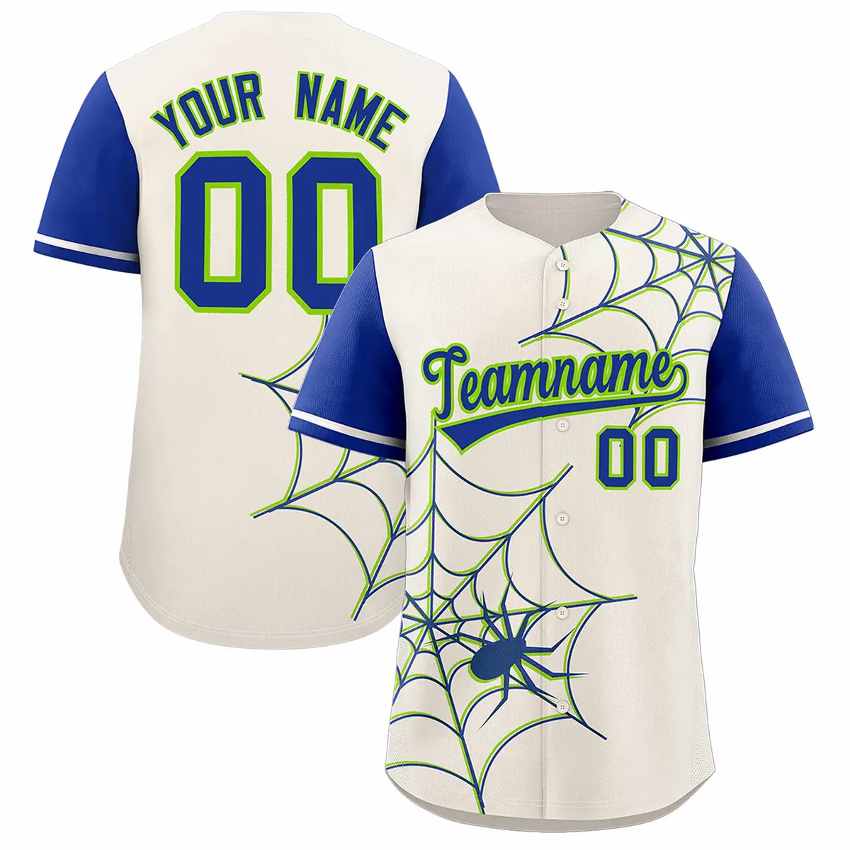 Cream Royal Spider Web Raglan Authentic Baseball Jersey