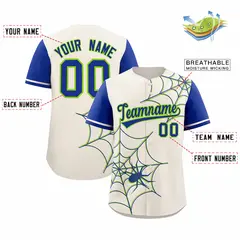 Cream Royal Spider Web Raglan Authentic Baseball Jersey 2