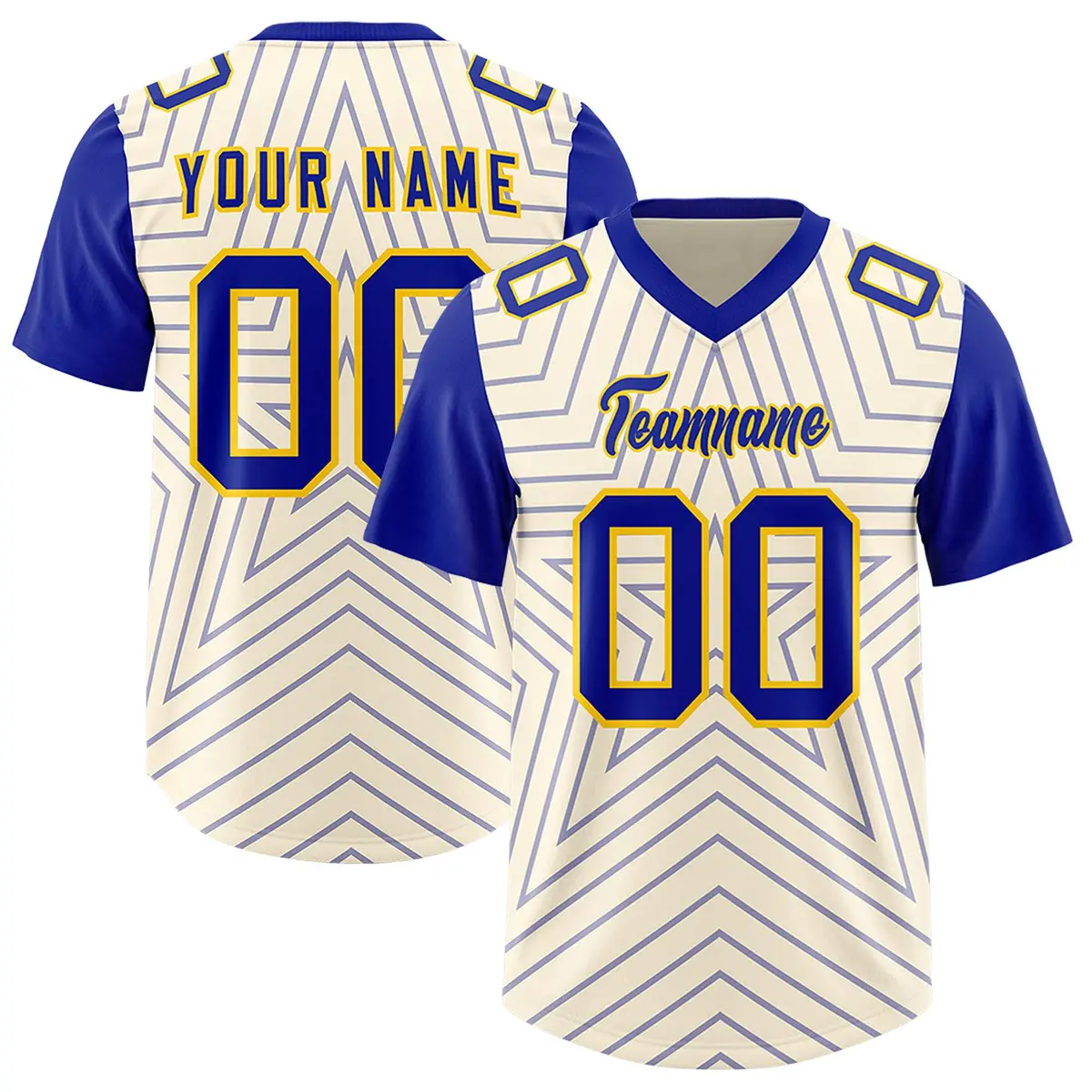 Cream Royal Star Pattern Raglan Football Jersey