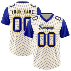 Cream Royal Star Pattern Raglan Football Jersey 1