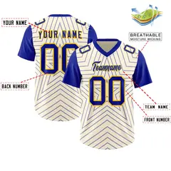 Cream Royal Star Pattern Raglan Football Jersey 2