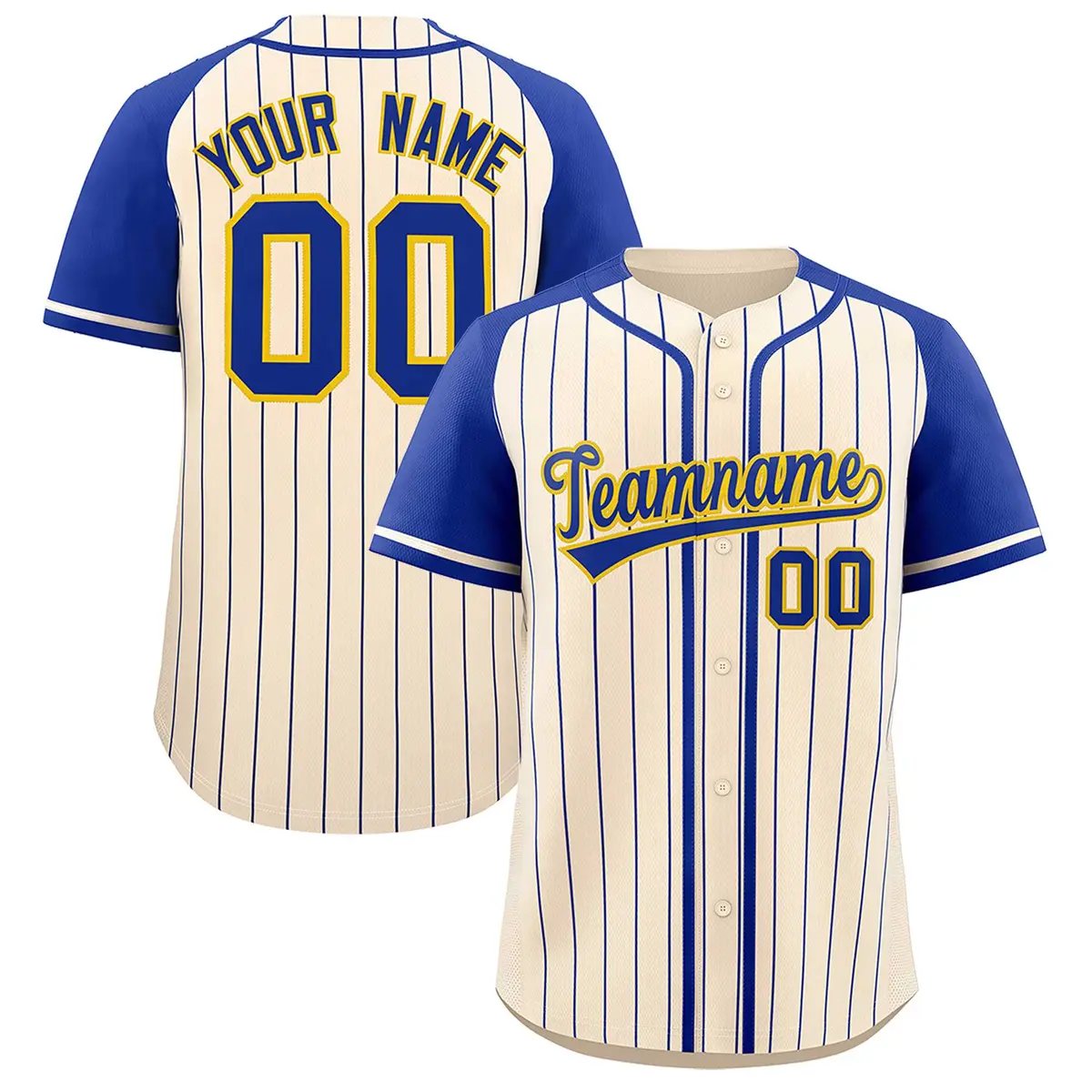 Cream Royal Stripe Raglan Sleeves Fashion Baseball Jersey