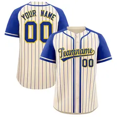 Cream Royal Stripe Raglan Sleeves Fashion Baseball Jersey
