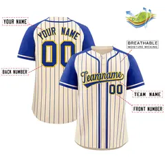 Cream Royal Stripe Raglan Sleeves Fashion Baseball Jersey 2
