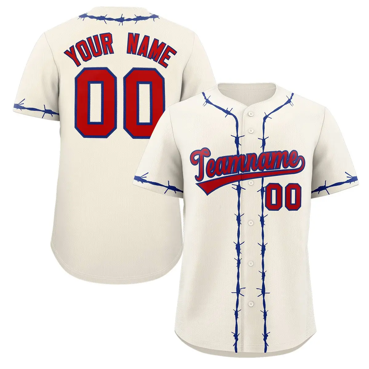 Cream Royal Thorns Ribbed Classic Authentic Baseball Jersey