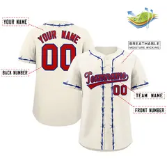 Cream Royal Thorns Ribbed Classic Authentic Baseball Jersey 2