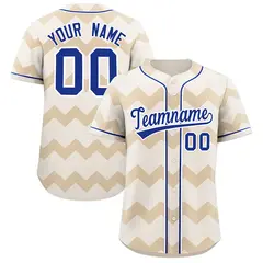 Cream Royal-White Ripple Design Authentic Baseball Jersey