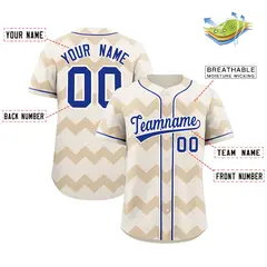Cream Royal-White Ripple Design Authentic Baseball Jersey 2