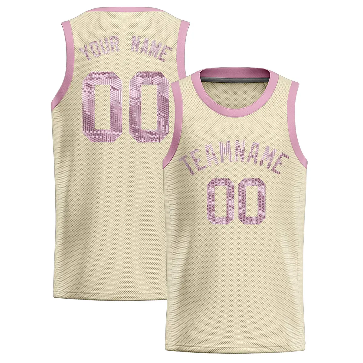 Cream Sequined Athletic Basketball Jersey