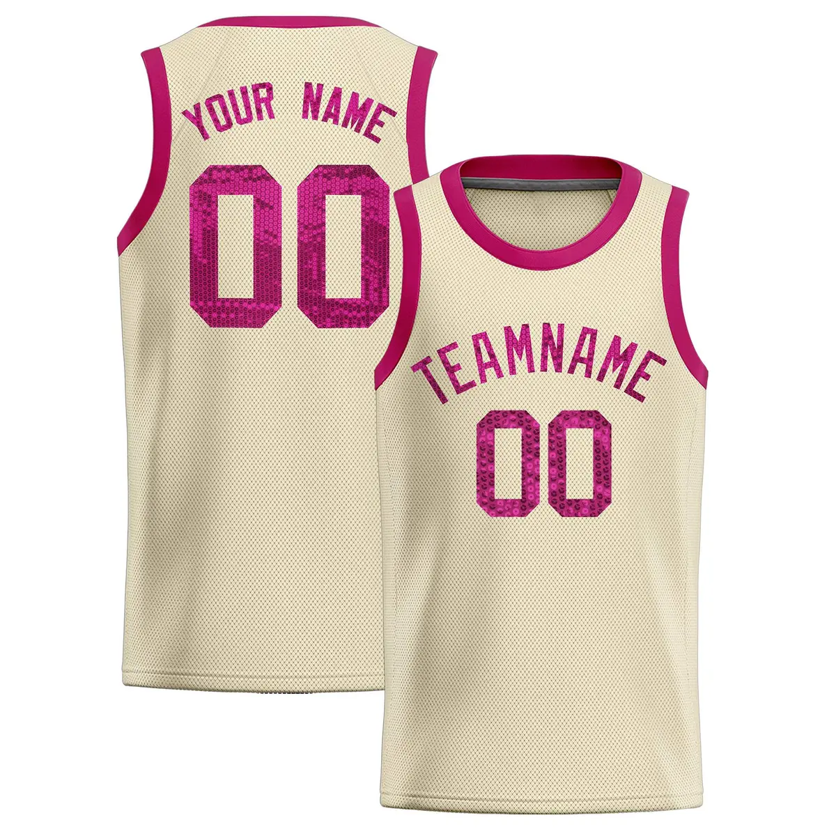 Cream Sequined Athletic Basketball Jersey