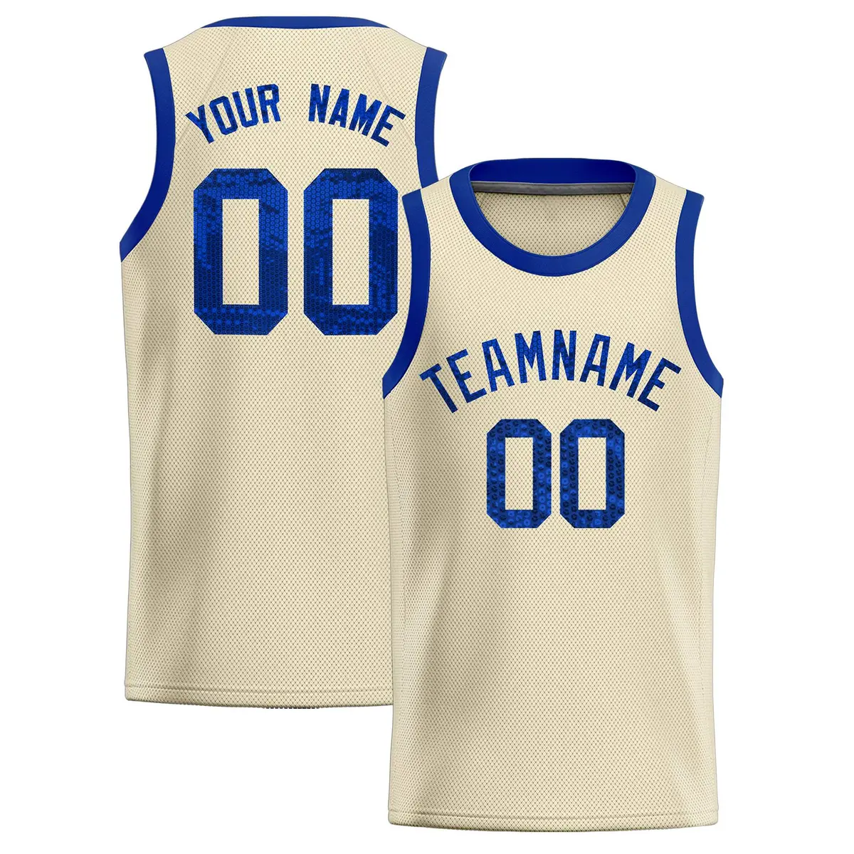 Cream Sequined Athletic Basketball Jersey