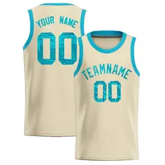 Cream Sequined Athletic Basketball Jersey 1