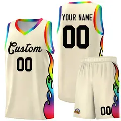 Cream Side Flame Basketball Jersey for Teams