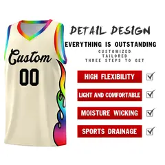 Cream Side Flame Basketball Jersey for Teams 2
