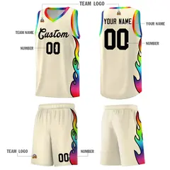 Cream Side Flame Basketball Jersey for Teams 5