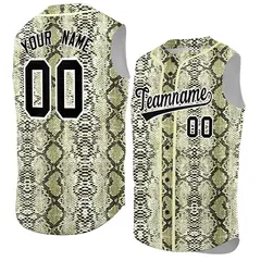 Cream Snakeskin Pattern Sleeveless Baseball Jersey