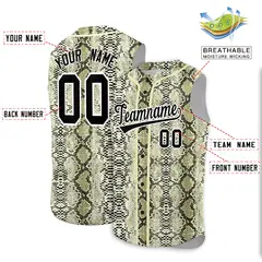 Cream Snakeskin Pattern Sleeveless Baseball Jersey 2