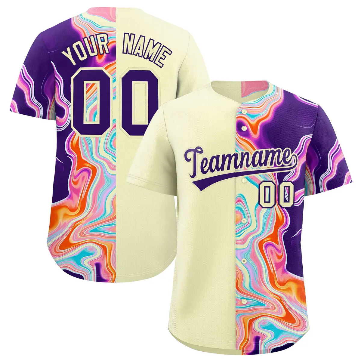 Cream Split Fluid Fashion Authentic Baseball Jersey