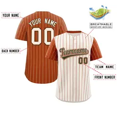 Cream Texas Orange Pinstripe Raglan Sleeves Baseball Jersey 2