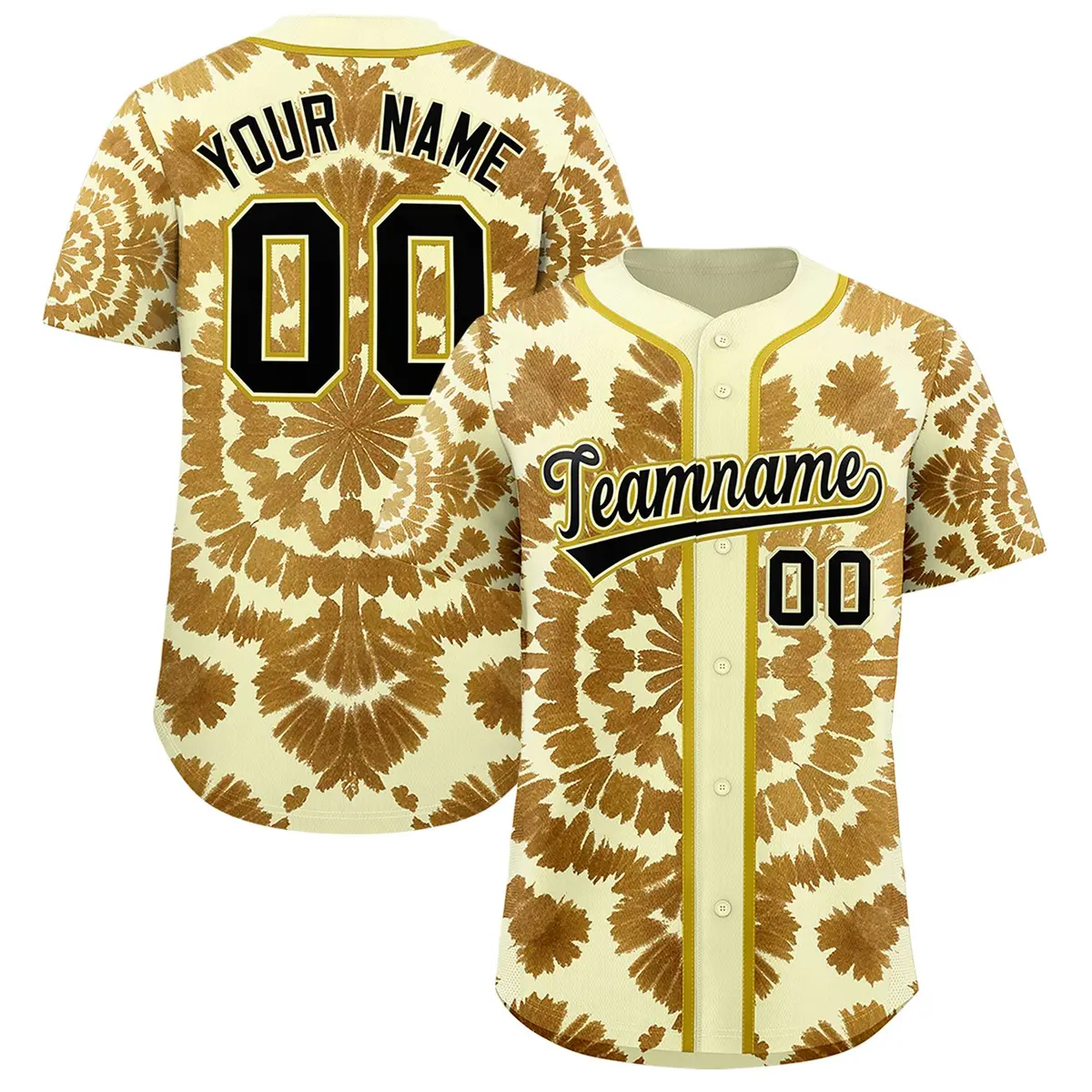 Cream Tie-Dye Graffiti Authentic Baseball Jersey
