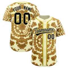 Cream Tie-Dye Graffiti Authentic Baseball Jersey 1