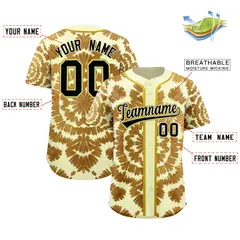 Cream Tie-Dye Graffiti Authentic Baseball Jersey 2
