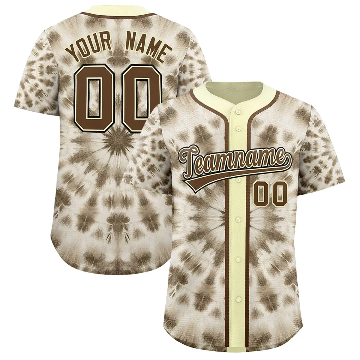 Cream Tie-Dye Graffiti Authentic Baseball Jersey