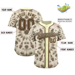 Cream Tie-Dye Graffiti Authentic Baseball Jersey 2