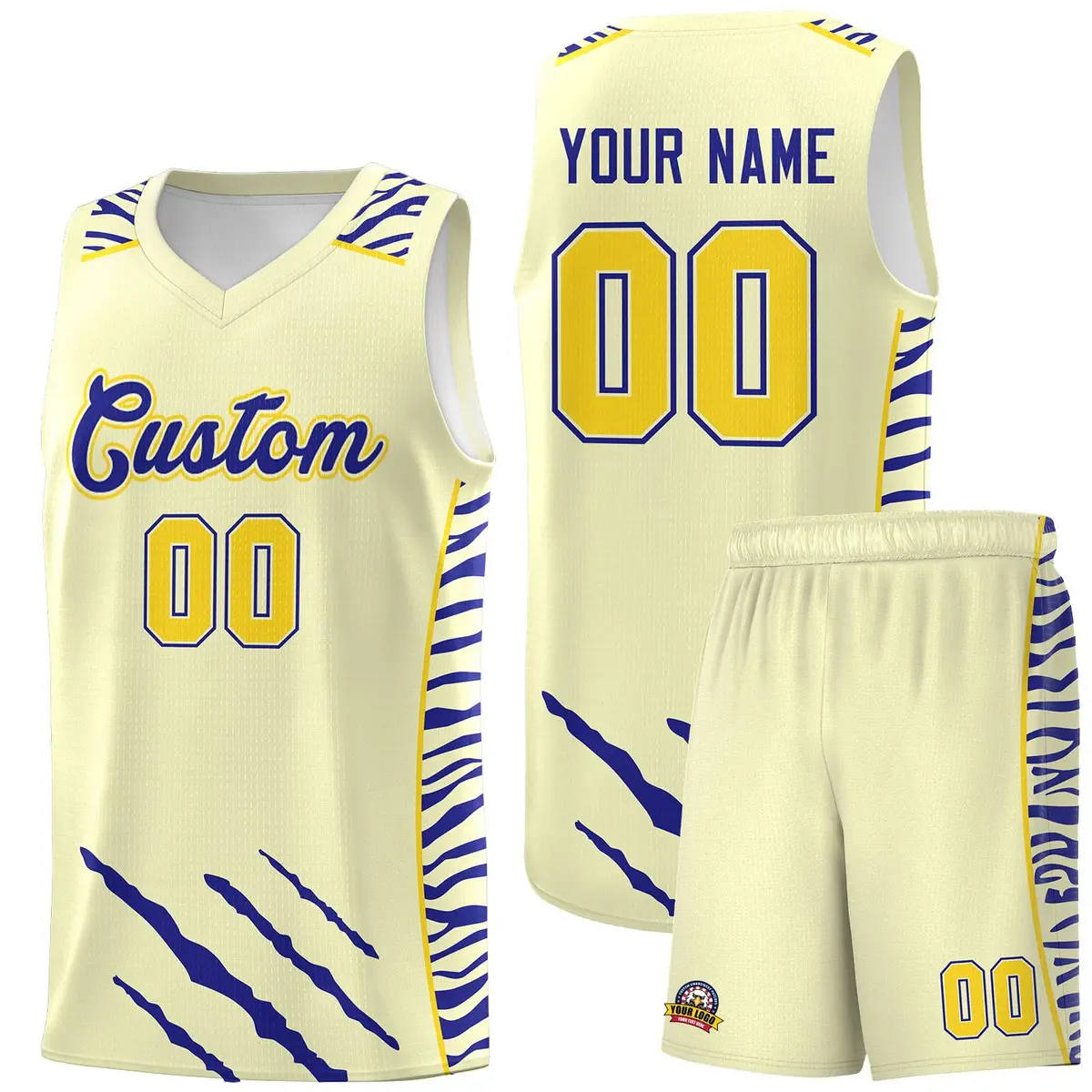 Cream Tiger Claw Pattern Sports Uniform Basketball Jersey