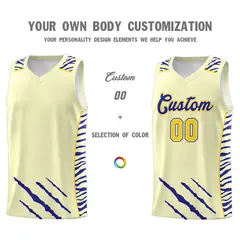 Cream Tiger Claw Pattern Sports Uniform Basketball Jersey 3